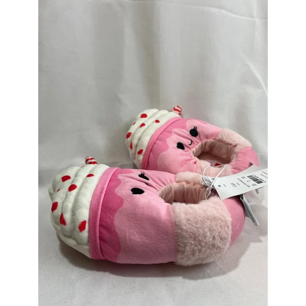 Squishmallows Peppermint Pink Milkshake Plush Slippers Kids Size 13/1 NWT